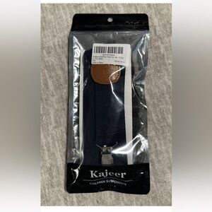 Boys Clip on Suspenders Adjustable Toddler Suit Navy Blue Brown 3T